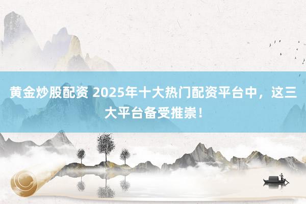 黄金炒股配资 2025年十大热门配资平台中，这三大平台备受推崇！